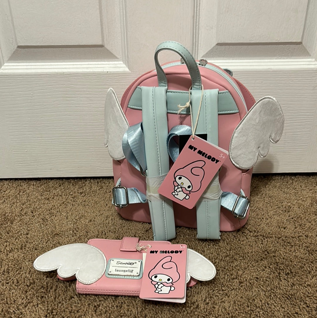 My Melody Angel Loungefly Mini Backpack & Wallet