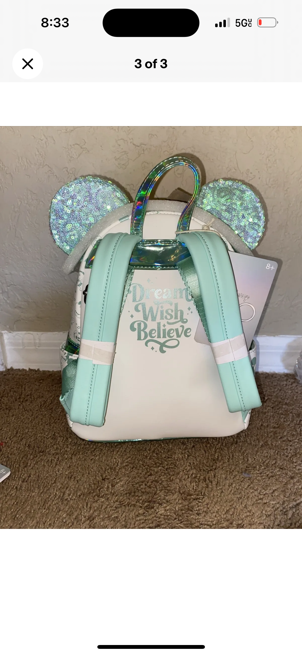 Hallmark Exclusive Disney 100 Mint Sequin Mini Backpack & Wallet