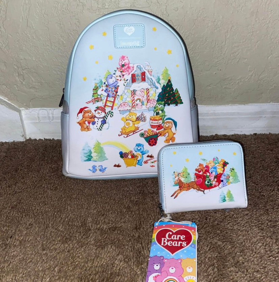 care bears loungefly mini backpack Care Bears Holiday Mini Backpack & Wallet Set – The Magic Bag Shopper