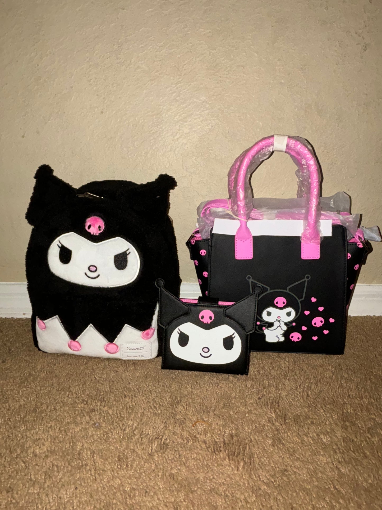 Kuromi Mini Backpack, Kuromi Satchel, and Kuromi Wallet