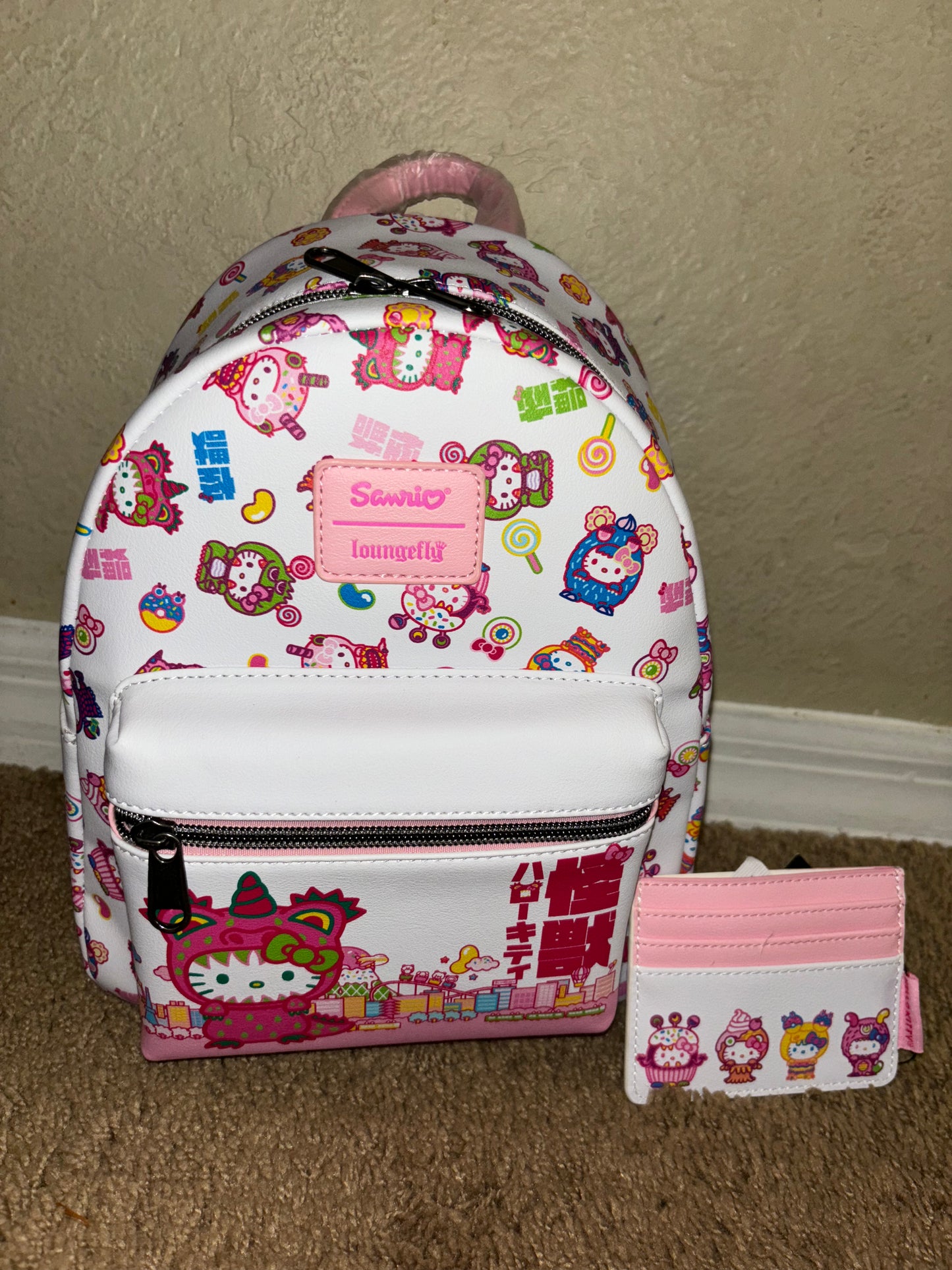 Hello Kitty Monsters Loungefly Mini Backpack and Cardholder