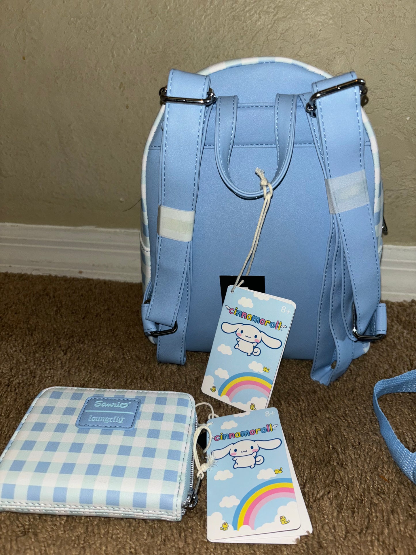 Cinnamoroll Daisy Gingham Mini Backpack, Wallet, and Passport Bag