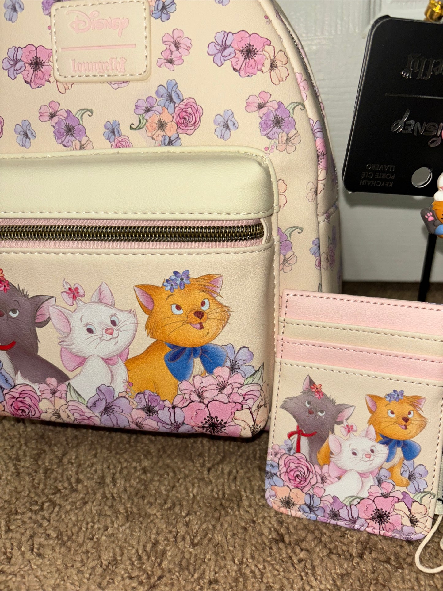 The Aristocats Trio Floral Mini Backpack, Cardholder, & Keychain