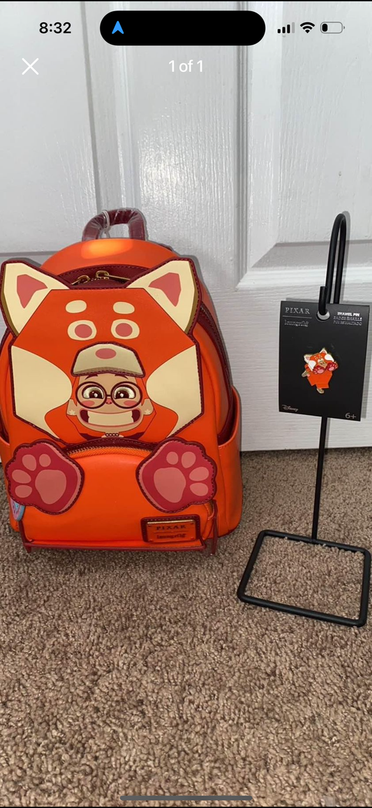 Turning Red Panda Mei Mei Mini Backpack with Pin